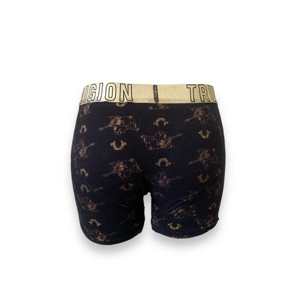 True Religion Black Boxer Briefs with Gold Logo Waistband
